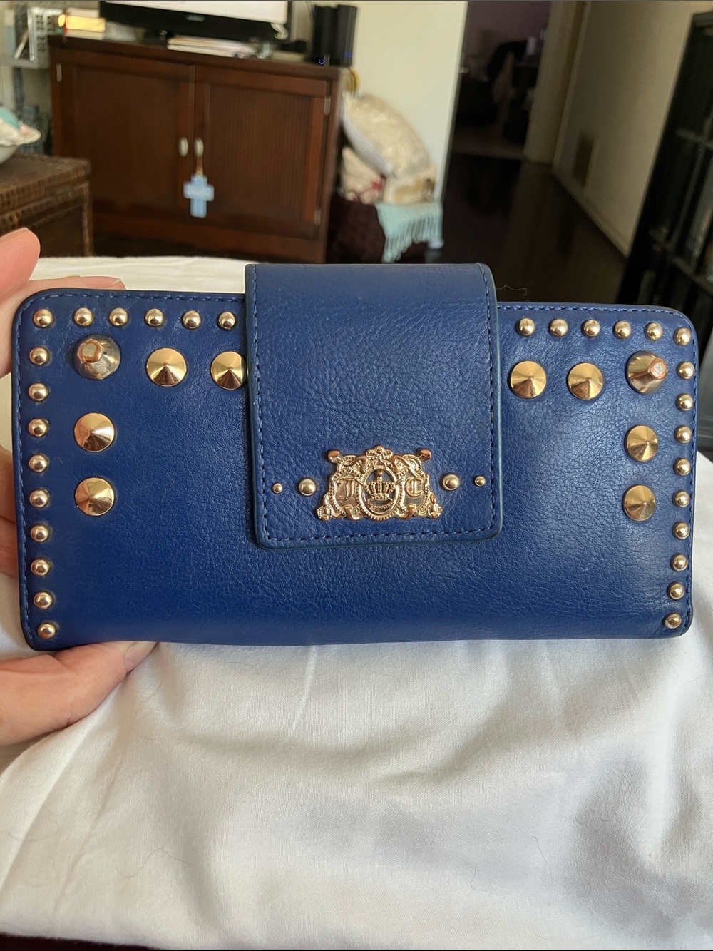 Juicy Couture Blue Leather Wallet with Gold Studs